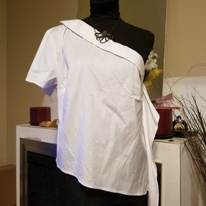 One Shoulder White Blouse Express